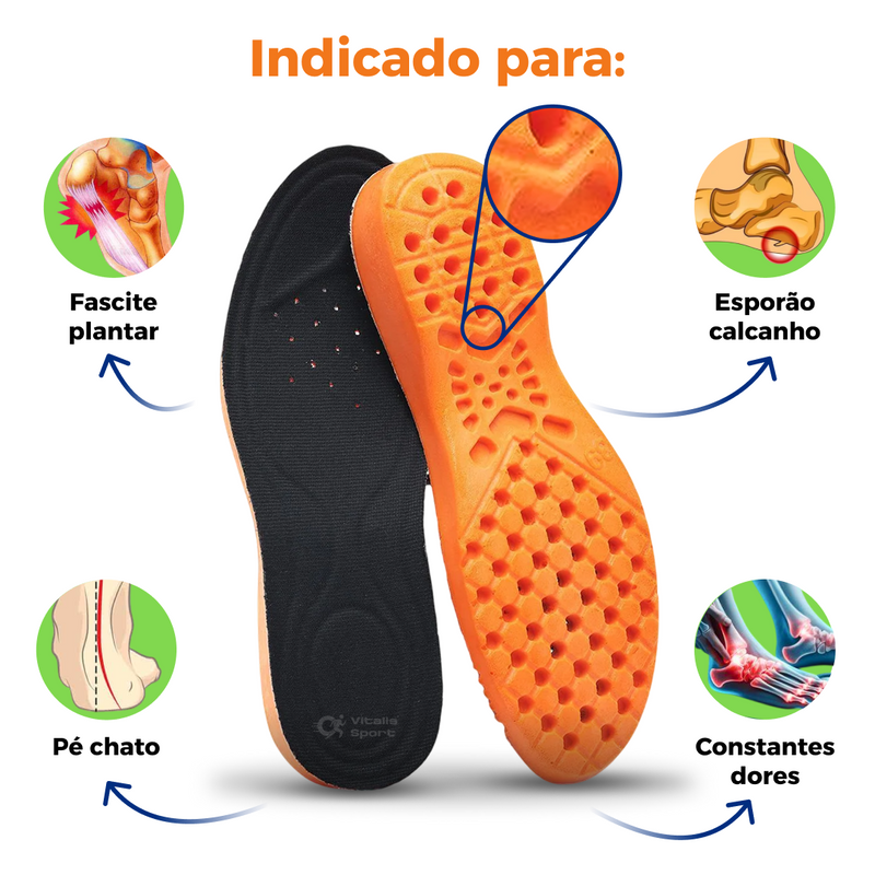 KIT 2 Pares de Palmilha Ortopédica de Gel P.U - Vitalis Sport™