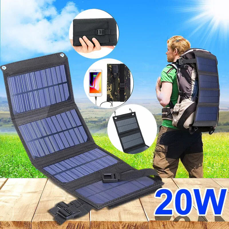 Painel Solar Carregador Portátil USB 20W