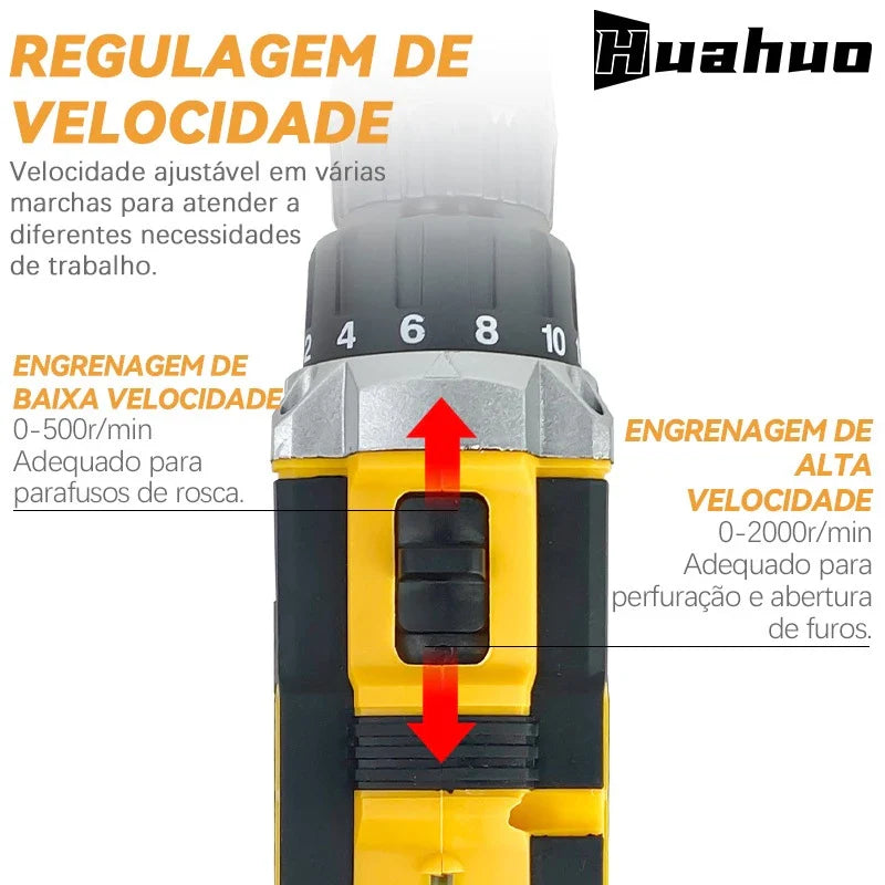 Parafusadeira e Furadeira Premium 26V + 2 Bateria de Brinde