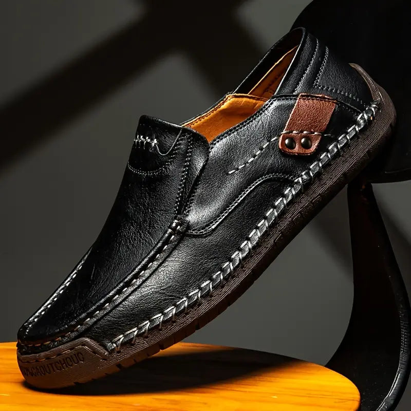 Kit Sapato Mocassim Masculino Ortopédico em 100% Couro Legítimo + BRINDES: Cinto, Carteira e Relógio